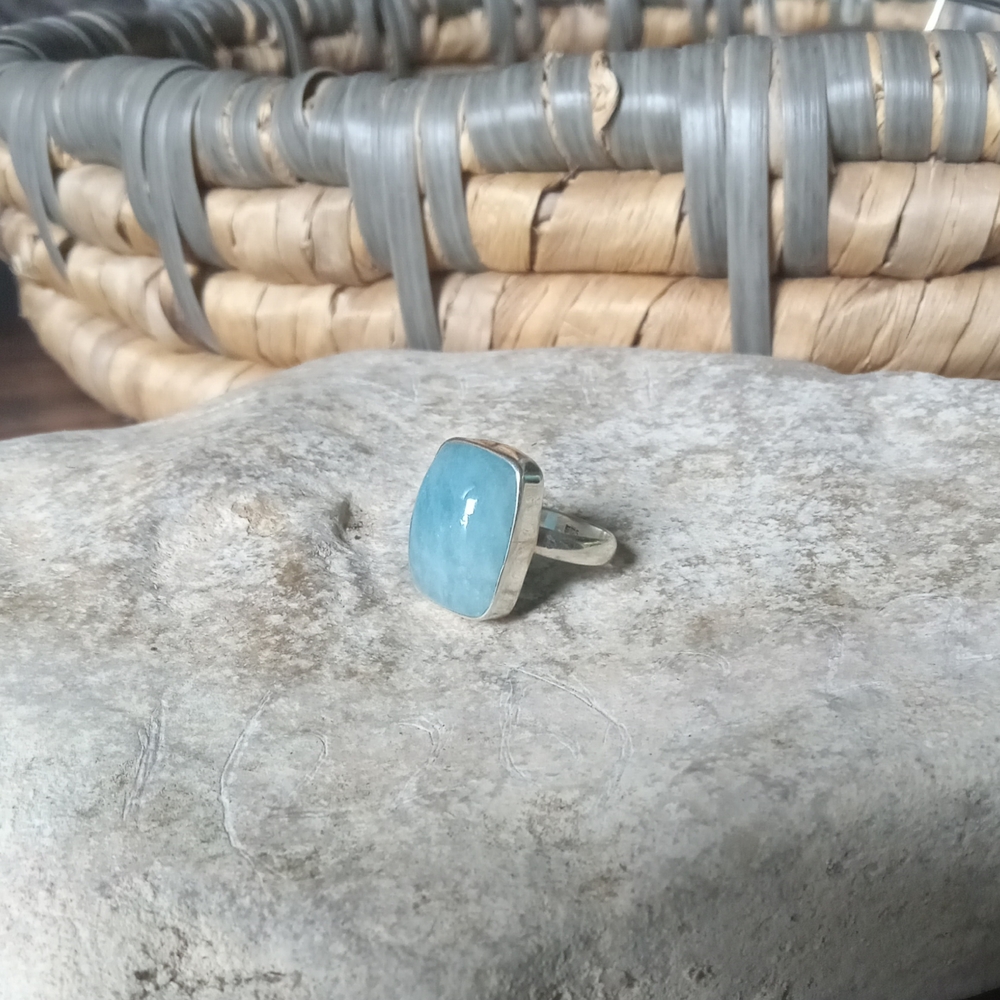 Sterling Silver Ring With Aquamarine Stone